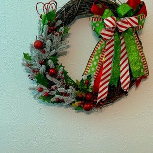 Festive Holiday Wreath with Red and Green Accents